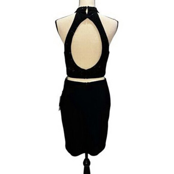 ALYCE Paris Black 2 Piece Rhinestone Halter Skirt Set - Picture 2 of 3